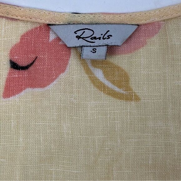 RAILS Madison Floral Linen Flounce Wrap Yellow Dress in Eden Sz S - Picture 9 of 15